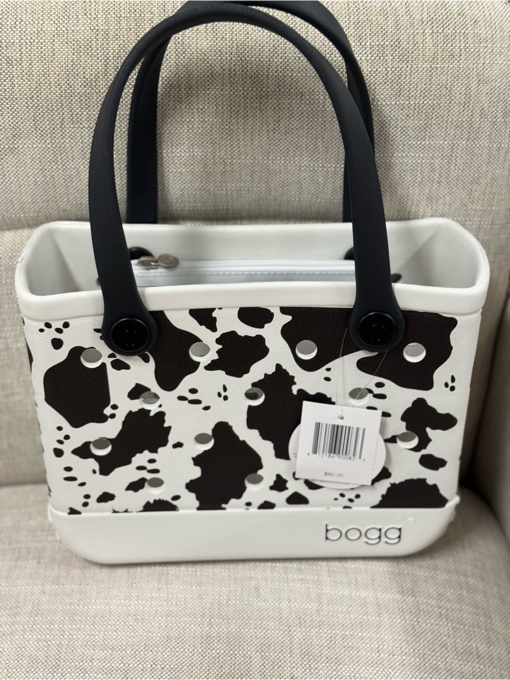 Bogg bag cow print size small